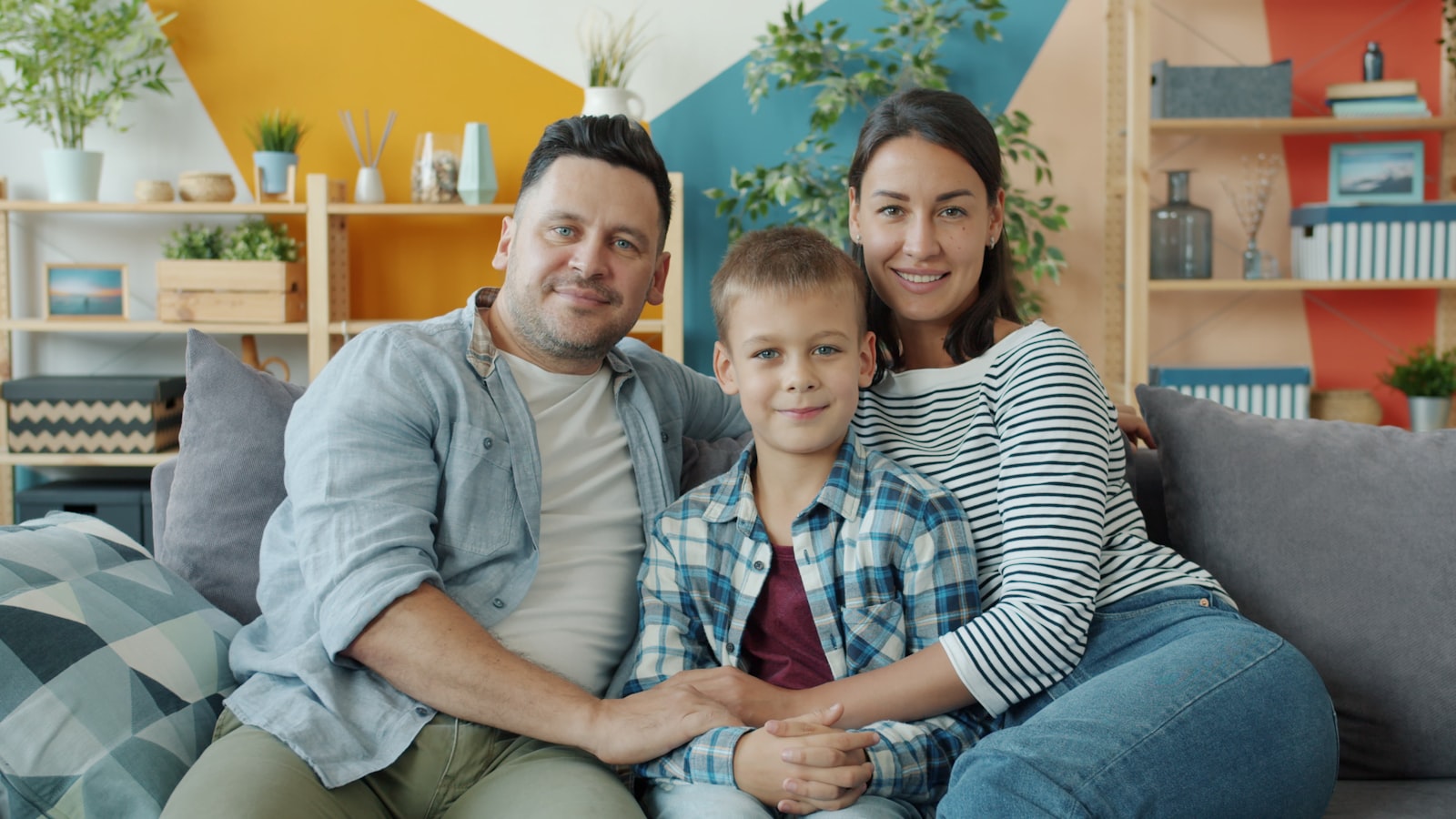 Young family at home